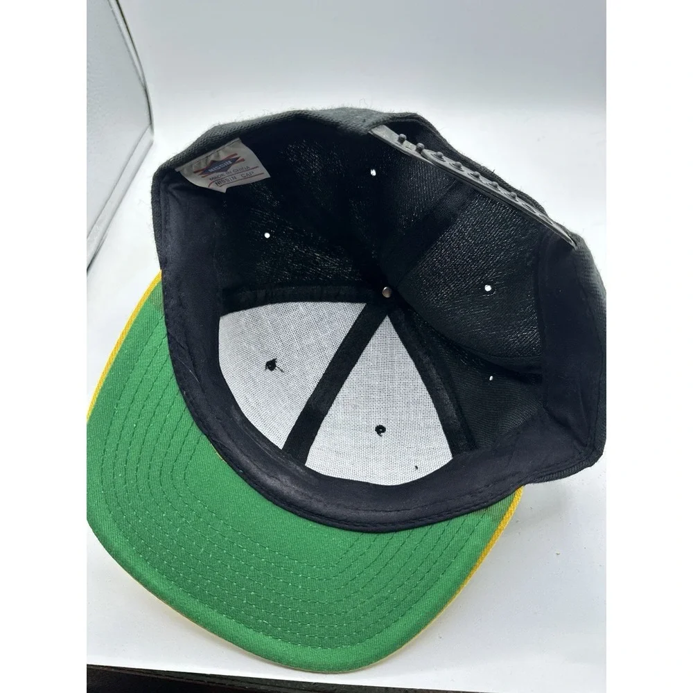 VTG Caterpillar CAT Patch Snapback Hat Black Workwear Trucker Construction 90s